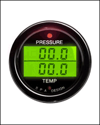 SPA Dual gauge - Oil pressure/Oil temp Black face