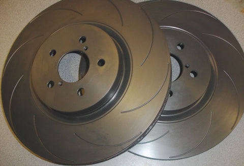GBE FRONT Brake Discs for Mitsubishi EVO 4/5/6/7/8/9 with Brembo Calipers - Black Passivated Coating